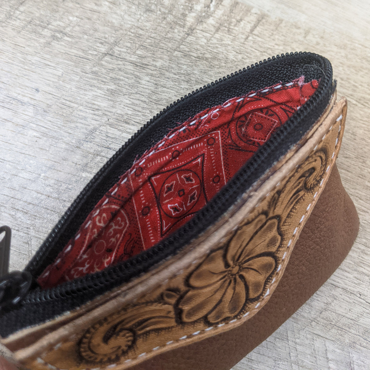 Vintage Tooled Leather Coin Purse