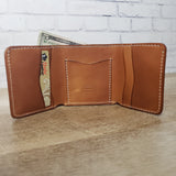 Leather trifold wallet geometric stamped with 5 card slots