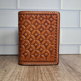 Geometric Stamped Leather Trifold Wallet - In Stock