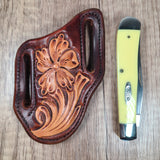 Leather Floral Tooled Scabbard with Case Knife