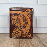 Leather Tri-Fold Floral Wallet - In Stock