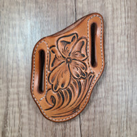 Floral Tooled Leather Trapper Sheath - In Stock
