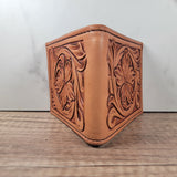 Bi-fold Money Clip Floral Tooled Leather Wallet In-Stock