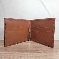 Bi-fold Money Clip Basket Stamped Leather Wallet In-Stock