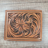 Bi-fold Money Clip Floral Leather Wallet In-Stock