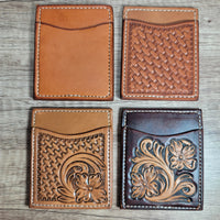 Double Sided Tooled Leather Credit Card Wallet