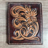 Double Sided Tooled Leather Credit Card Wallet