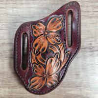 Floral Tooled with Dark Brown Background Sheath - In Stock