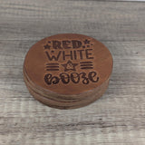 Red White and Booze Leather Coasters - Set of 4 Handmade Patriotic Drink Coasters fourth of July coasters