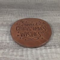 Sweet Christmas Wishes Leather Coasters - Set of 4 Handmade Holiday-Themed Coasters