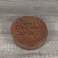 Sweet Christmas Wishes Leather Coasters - Set of 4 Handmade Holiday-Themed Coasters