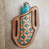 Geometric Stamped Turquoise Sheath and Knife