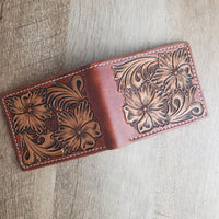 Leather Bi-fold Floral Wallet