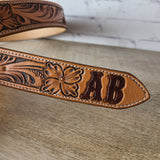 Floral Tooled Leather Belt