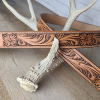 Floral Tooled Leather Belt