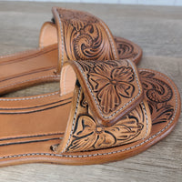 Floral Tooled Leather Sandals