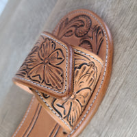 Floral Tooled Leather Sandals