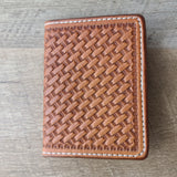 Tooled Leather Slim Bi-Fold Card Wallet