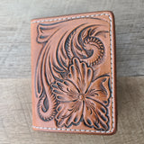 Tooled Leather Slim Bi-Fold Card Wallet