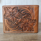 Leather Bi-fold Floral and Cross Wallet