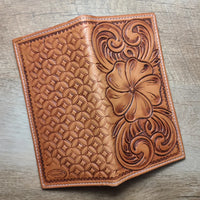 Floral tooled roper style wallet