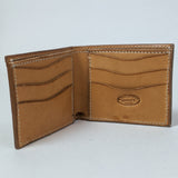 Handmade leather bifold wallet with basket stampedll