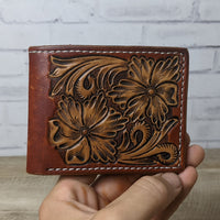 Leather Bi-fold Floral Wallet